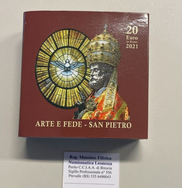 NL* VATICANO FRANCESCO 20 EURO Rame 2021 ARTE E FEDE SAN PIETRO PROOF set zecca