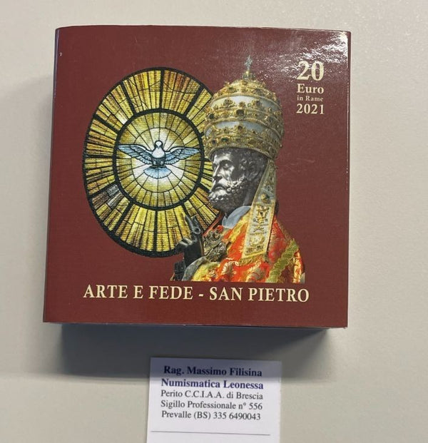 NL* VATICANO FRANCESCO 20 EURO Rame 2021 ARTE E FEDE SAN PIETRO PROOF set zecca