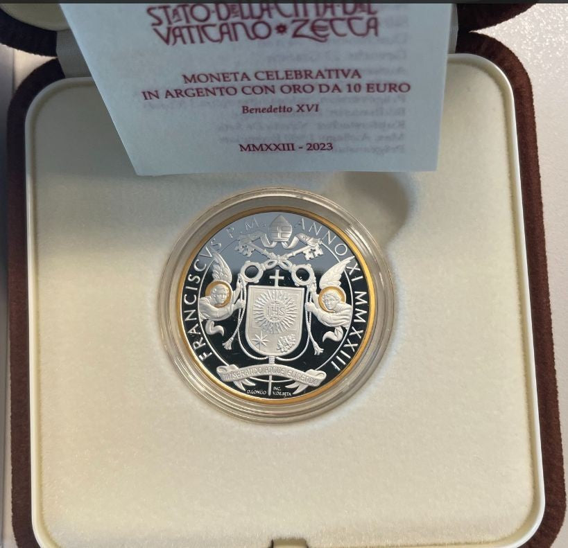 NL* VATICANO 10 Euro ORO E ARGENTO 2023 papa BENEDETTO XVI PROOF set Zecca