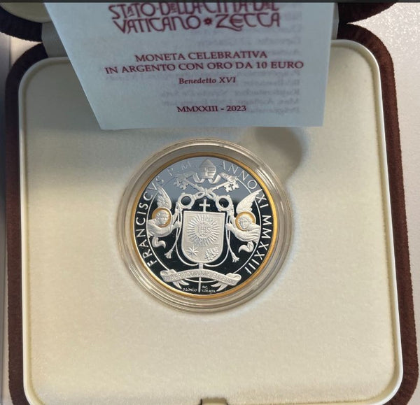 NL* VATICANO 10 Euro ORO E ARGENTO 2023 papa BENEDETTO XVI PROOF set Zecca