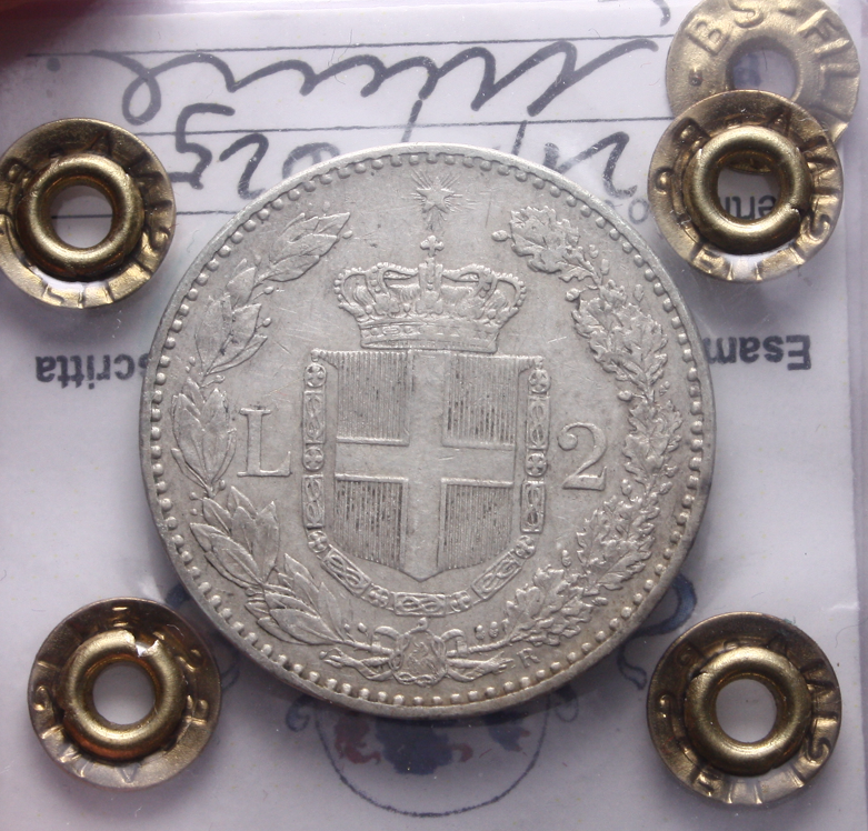 NL* UMBERTO I 2 LIRE ARGENTO 1887 ROMA BB/SPL Perizia Filisina Massimo