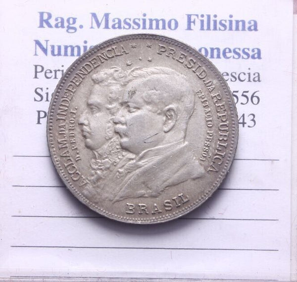 NL* BRAZIL 2000 REIS Silver 1922 BRAZILIAN INDEPENDENCE Excellent Condition