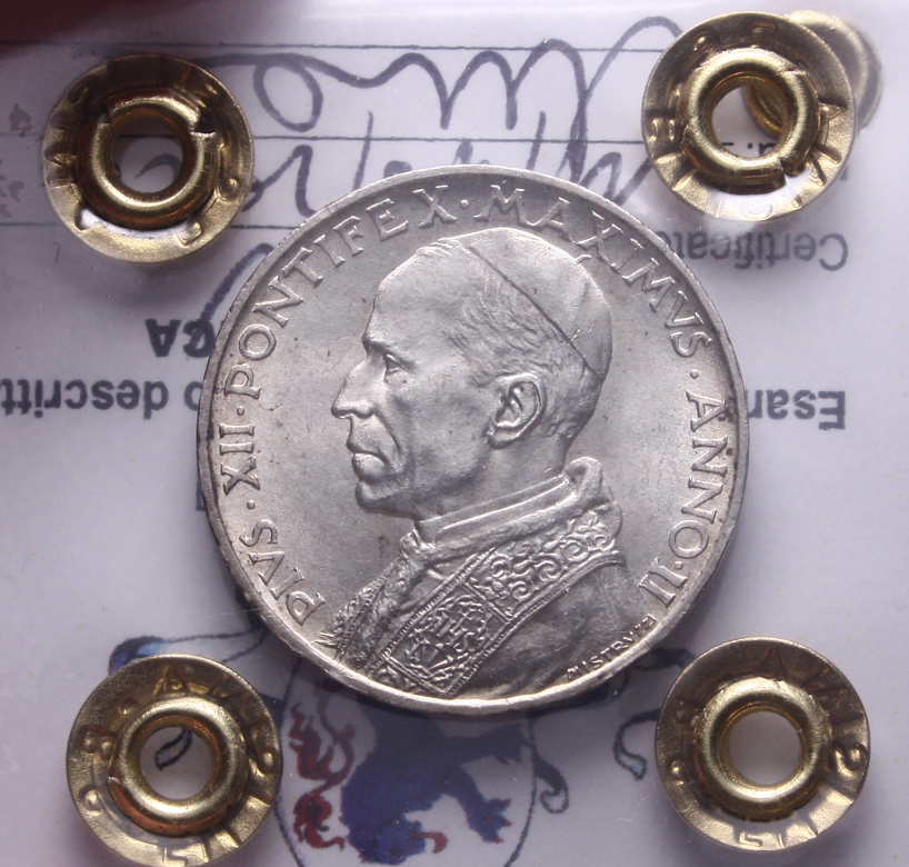 NL* CITTA' del VATICANO PAPA PIO XII 5 Lire Argento 1940 FDC II Perizia Filisina