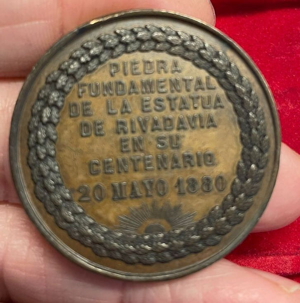 NL* BUENOS AIRES Medaglia BRONZO 20 MAGGIO 1880 BERNARDINO RIVADAVIA Rara gr 21