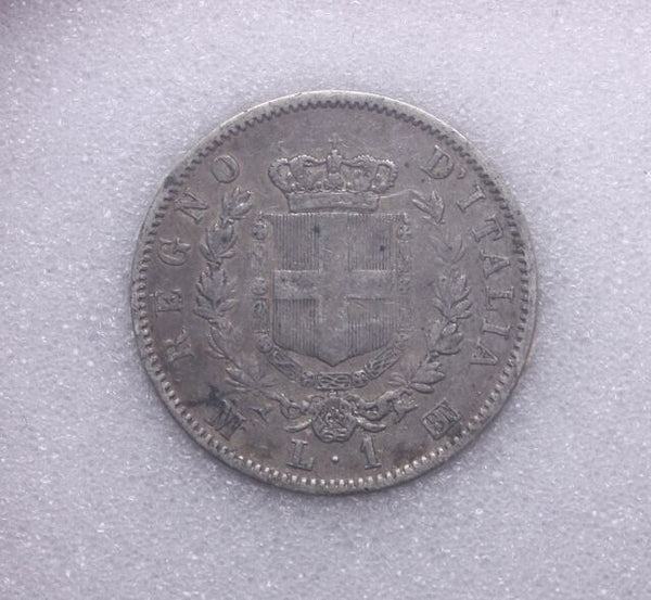 NL* VE II ITALIA 1 LIRA ARGENTO 1863 MILANO VF 35 Certificata NNC