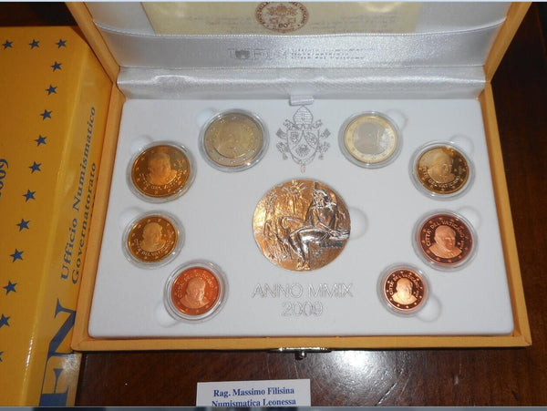 NL* VATICAN BENEDICT XVI Divisional 2009 8 values ​​with Proof Silver MEDAL 