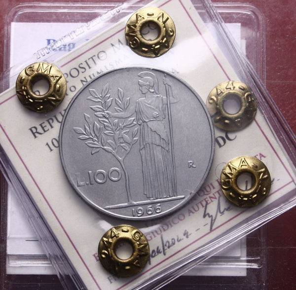 NL* Italia Repubblica 100 Lire MINERVA 1966 Q.FDC Perizia ESPOSITO MARCO