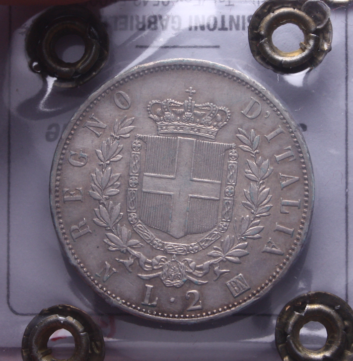 NL* VEII 2 LIRE ARGENTO STEMMA 1863 NAPOLI SPL+ Perizia Sintoni Gabriele