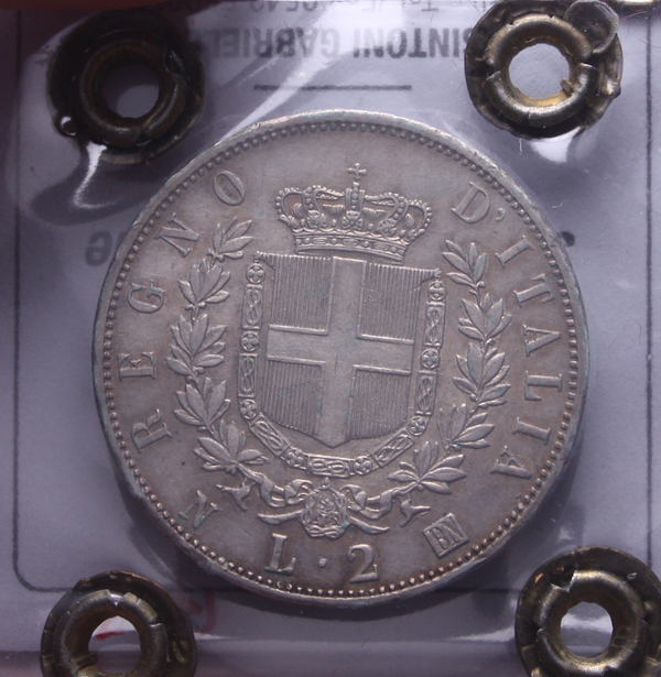 NL* VEII 2 LIRE ARGENTO STEMMA 1863 NAPOLI SPL+ Perizia Sintoni Gabriele