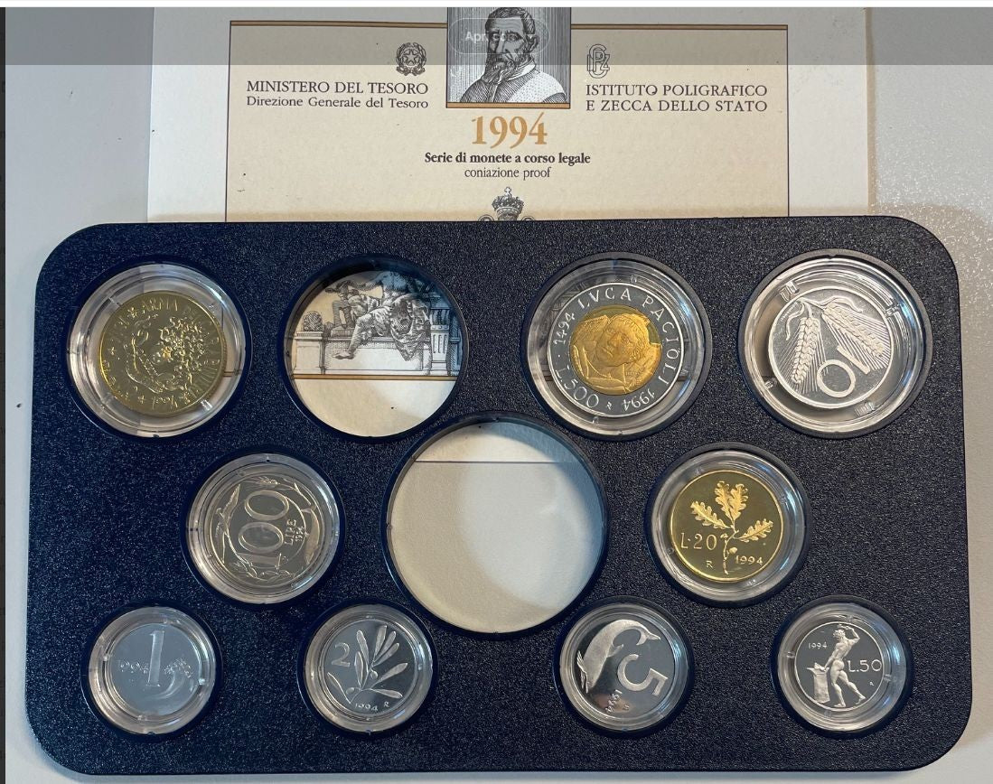 NL* ITALIA Divisionale 1994 9 VALORI senza monete in Argento - PROOF