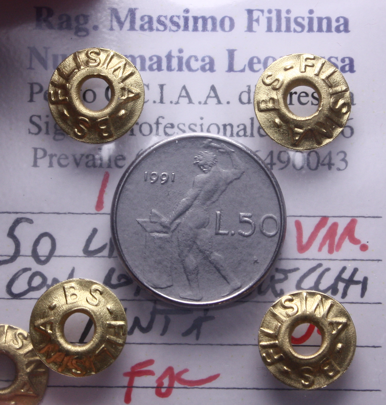NL* Italia Repubblica 50 LIRE 1991 VAR. CON ROMBO/ORECCHIE FDC Perizia Filisina