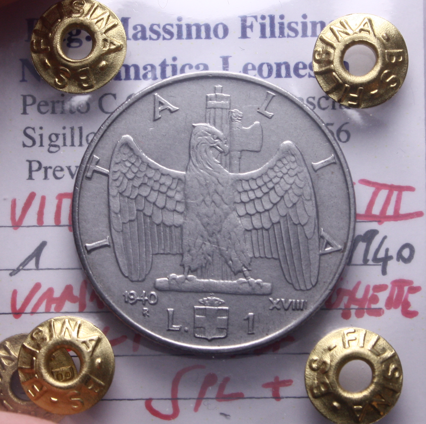 NL* VEIII 1 LIRA IMPERO 1940 VARIANTE 4 STANGHETTE R2 SPL+ Perizia Filisina