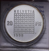 NL* SVIZZERA CONFEDERAZIONE 20 Franchi Argento 1998 COMM 1798-1998 PROOF Oblò