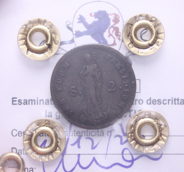 NL* GENOVA REPUBBLICA 2 SOLDI in Mistura 1814 NC BB/SPL Perizia Filisina Massimo