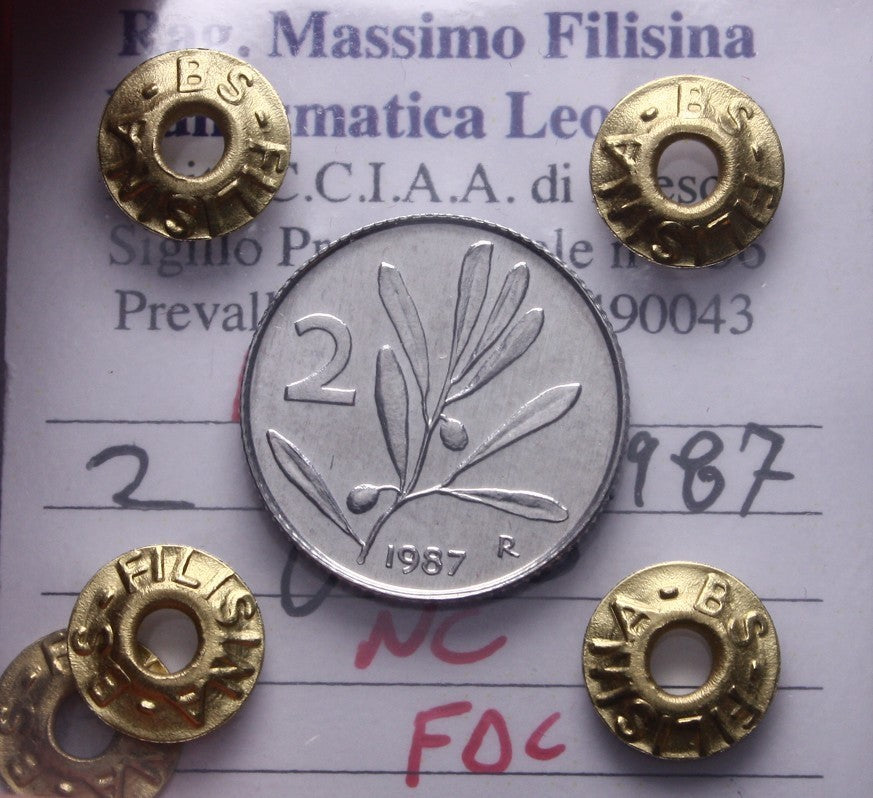 NL* ITALIA Repubblica 2 LIRE ULIVO 1987 NC FDC Perizia Filisina Massimo
