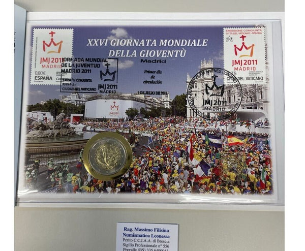 EN* VATICAN BENEDICT XVI 2 Euro 2011 WORLD YOUTH DAY PHILATELIC FOLDER