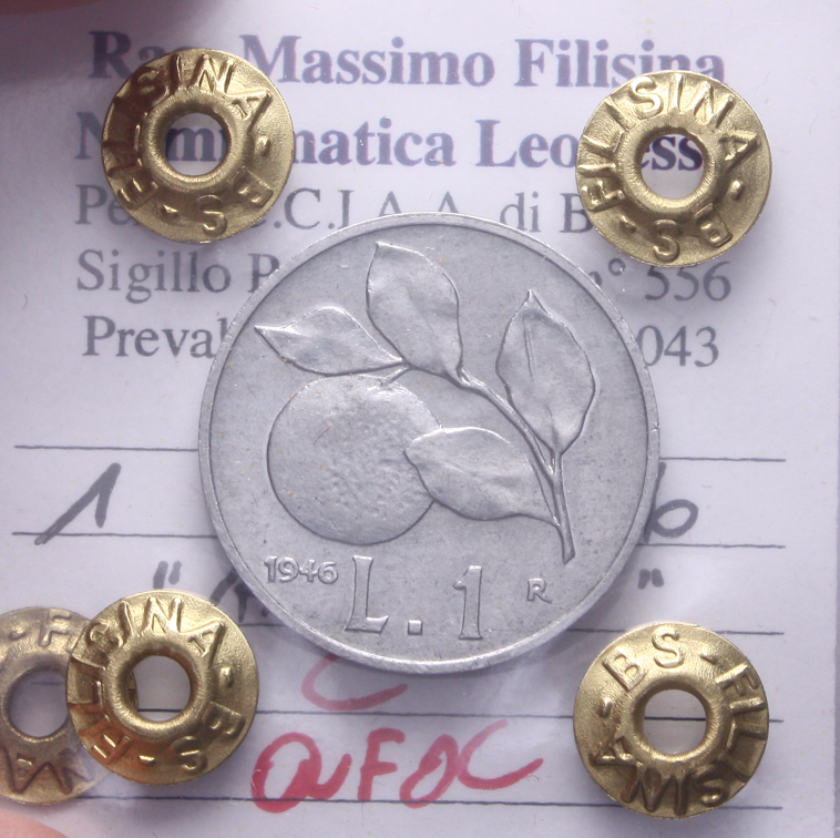 NL* Italia Repubblica 1 LIRA ARANCIA 1946 RARA QFDC Perizia Filisina Massimo