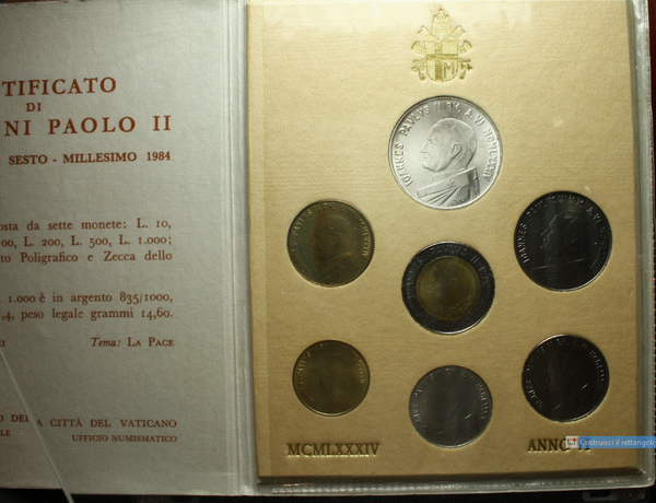 NL*VATICANO Papa GIOVANNI PAOLO II Divisionale 1984 VI con 1000 Lire Argento FDC