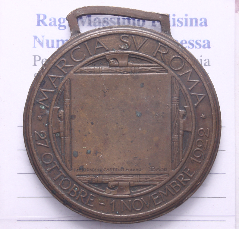 NL* ITALIA Medaglia Bronzo MARCIA SU ROMA 1922 Lorioli Castelli