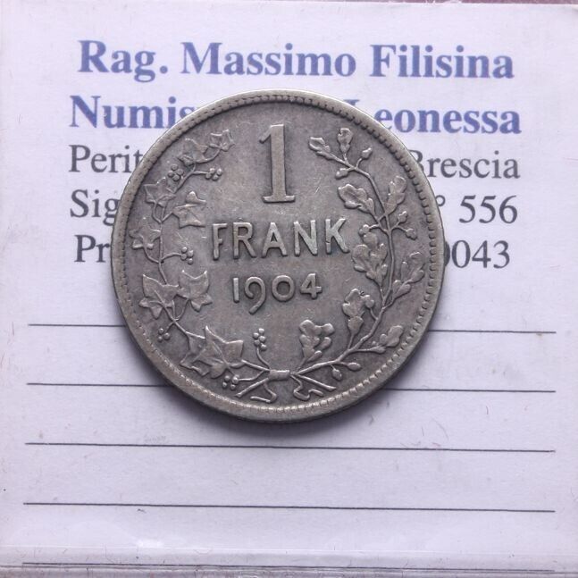 EN* BELGIUM KING LEOPOLD II 1 FRANC Silver 1904