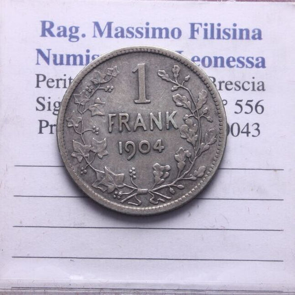 EN* BELGIUM KING LEOPOLD II 1 FRANC Silver 1904