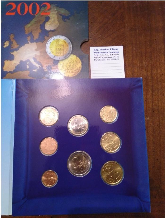 NL* SAN MARINO Divisionale 2002 8 VALORI IN EURO FDC SET zecca