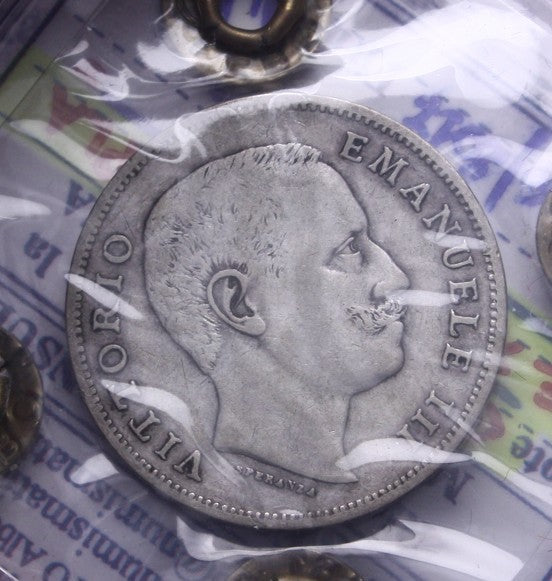 NL* VEIII 1 LIRA ARGENTO AQUILA SABAUDA 1905 R2 BB+ Perizia Rollero