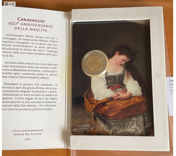 EN* SAN MARINO 2 Euro 2021 450th BIRTH OF CARAVAGGIO FDC mint set