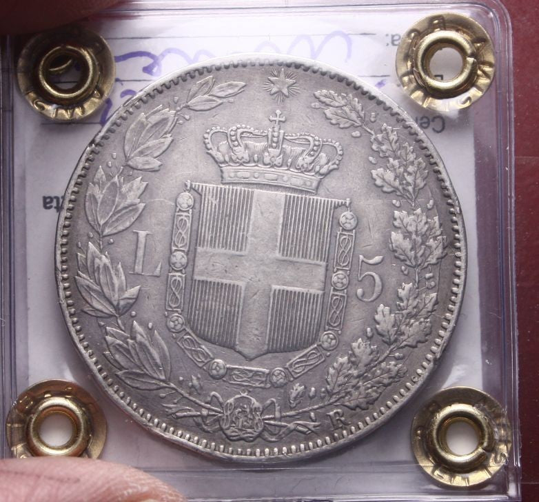 NL* UMBERTO I RE D'ITALIA 5 LIRE ARGENTO 1878 MOLTO RARO BB/BB+ Perizia Filisina