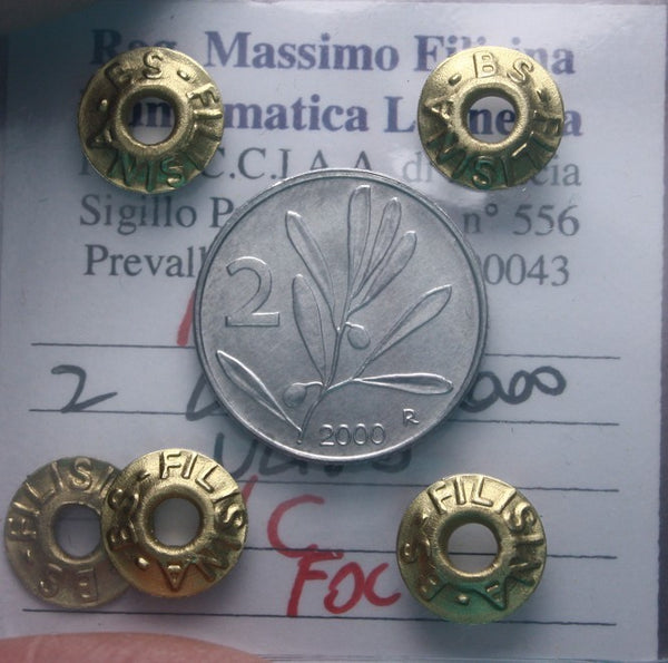 NL* Italia Repubblica 2 Lire ULIVO 2000 NC FDC Perizia Filisina Massimo