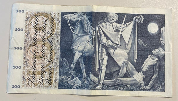 NL* SVIZZERA SUISSE Banconota da 100 FRANCHI SVIZZERI CHF 1970 ottima conservaz