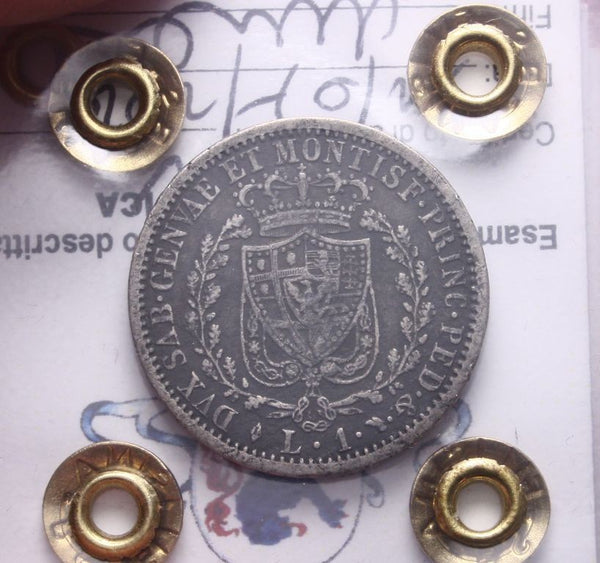 NL*CARLO FELICE 1 LIRA ARGENTO 1827 TORINO BB/SPL Perizia Filisina Massimo