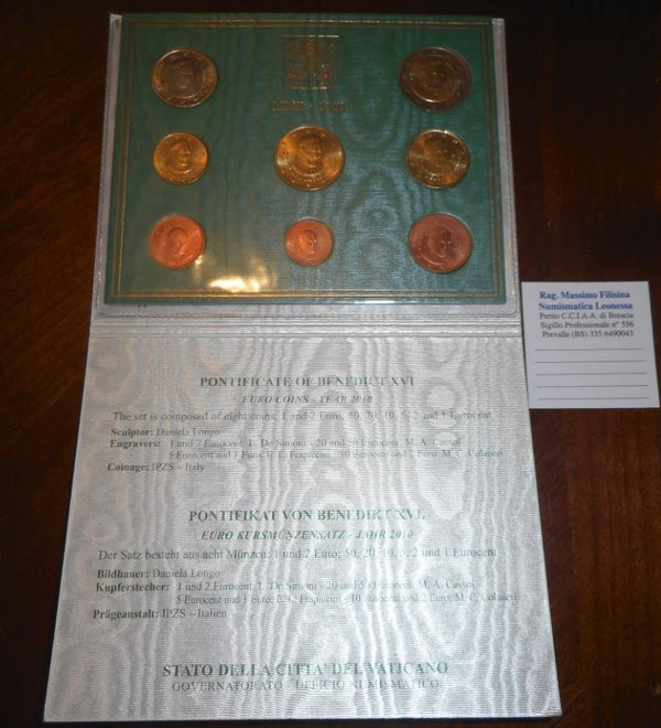 NL* VATICANO PAPA BENEDETTO XVI Divisionale 2010 8 valori FDC set Zecca
