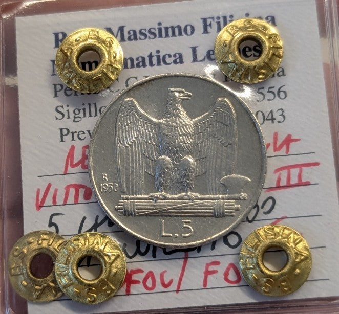 NL* VEIII Italia 5 LIRE ARGENTO AQUILOTTO 1930 QFDC/FDC Perizia Filisina M.