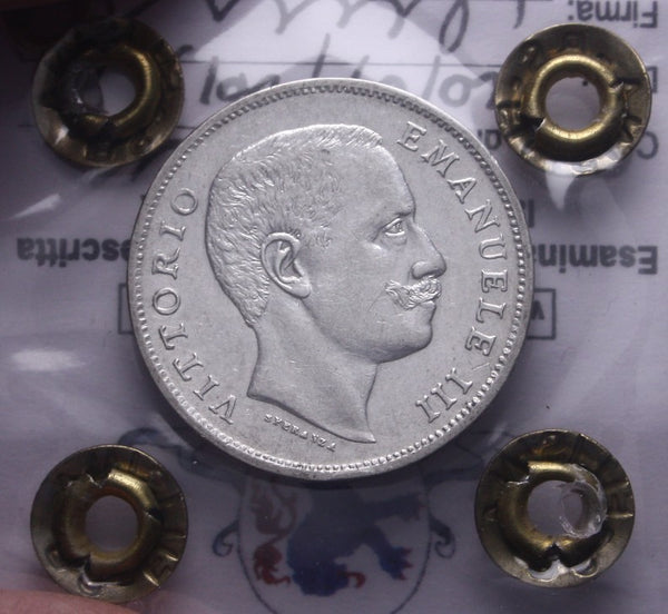 NL* VEIII 1 Lira ARGENTO 1907 AQUILA SABAUDA OTTIMO SPL+ Perizia Filisina