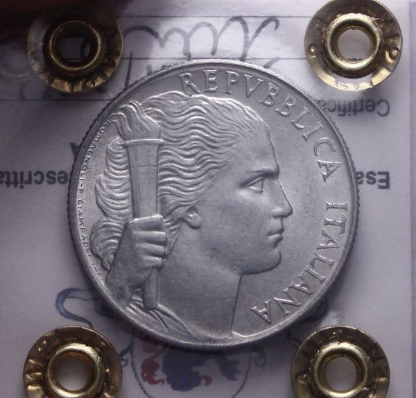 NL* Italia Repubblica 5 LIRE ITALMA UVA 1950 FDC Perizia Filisina Massimo