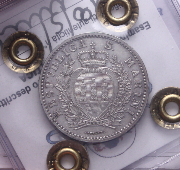NL* SAN MARINO 1 LIRA Argento 1906 ROMA SPL/QFDC Perizia Filisina Massimo