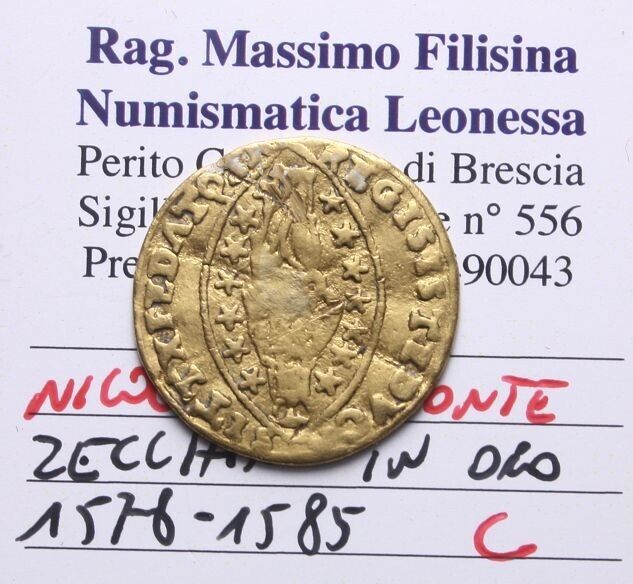 NL*VENICE Doge NICOLO' DA PONTE 1578/1585 ZECCHINO GOLD Q. VF Filisina Certificate