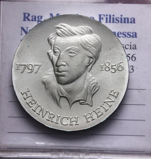 EN* D.D.R. EAST GERMANY 10 DM SILVER 1972 HEINRICH HEINE FDC - Unc