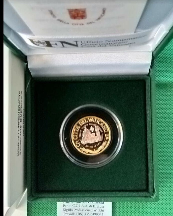 EN* VATICAN CITY 5 Euro Bi-metallic 2018 DOME OF SANTA MARIA DEL FIORE PROOF SET