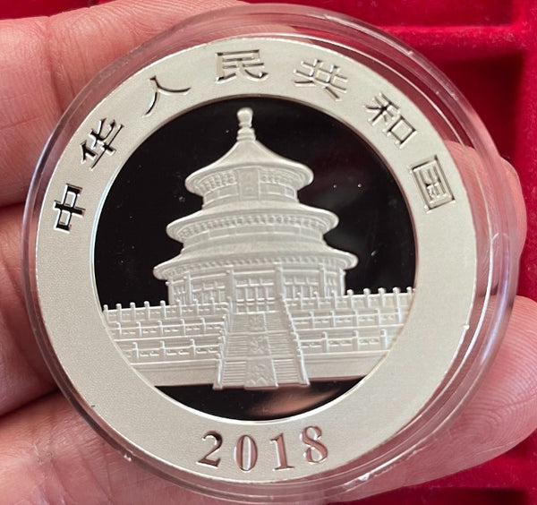 NL* CINA CHINA 10 YUAN 2018 30 Grammi ARGENTO PURO Serie PANDA - UNC in oblo'
