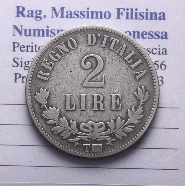 NL* VEII RE D'ITALIA 2 LIRE ARGENTO VALORE 1863 TORINO RARA OTTIMA conservazione