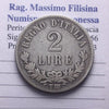 NL* VEII RE D'ITALIA 2 LIRE ARGENTO VALORE 1863 TORINO RARA OTTIMA conservazione