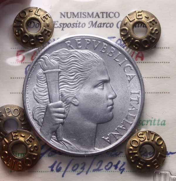 NL* Italia Repubblica 5 LIRE ITALMA UVA 1949 FDC Perizia Esposito Marco