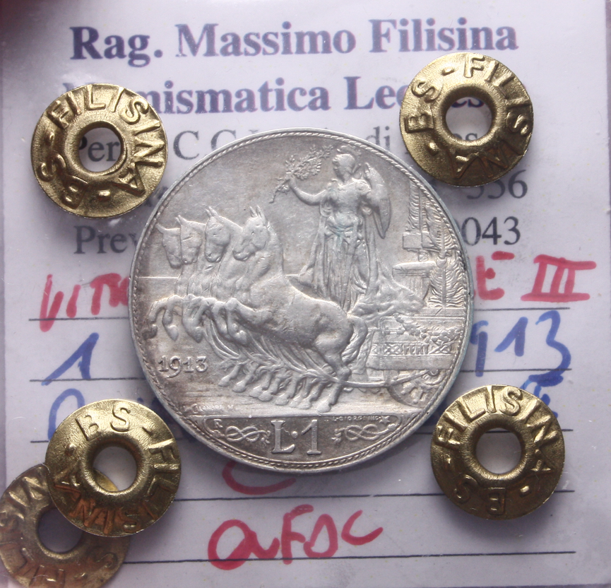 NL* VEIII Italia 1 LIRA AG. 1913 QUADRIGA VELOCE QFDC Perizia Filisina Massimo *
