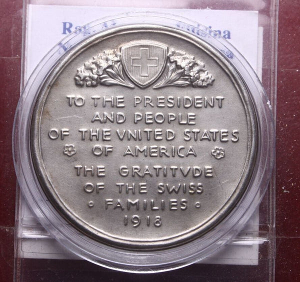 NL* SWITZERLAND Silver Medal To The President of United States 1918 Gratitude Swiss