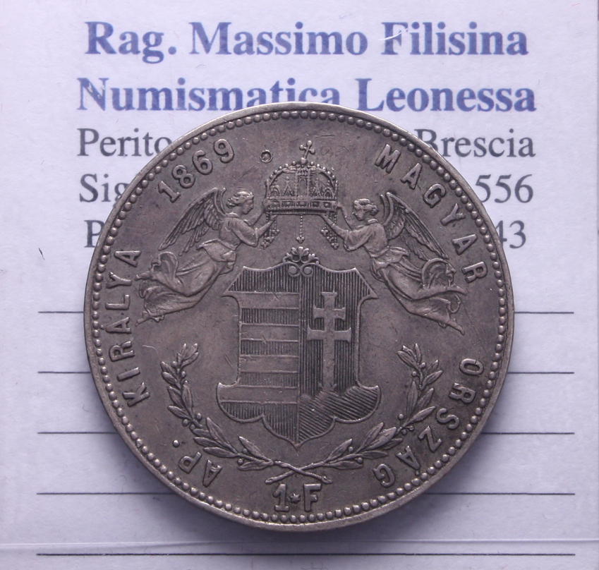 NL* UNGHERIA FRANZ JOSEPH 1 FIORINO Argento 1869 KB splendida conservazione