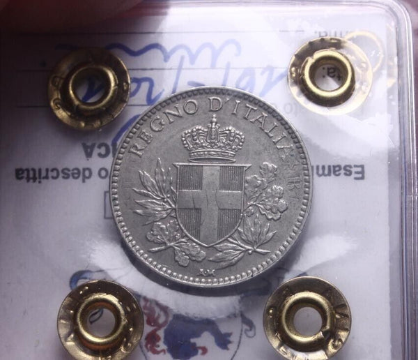 NL* VEIII Italy 20 CENTESIMI 1919 STRUCK OVER REEDED UNC Filisina Massimo Certified
