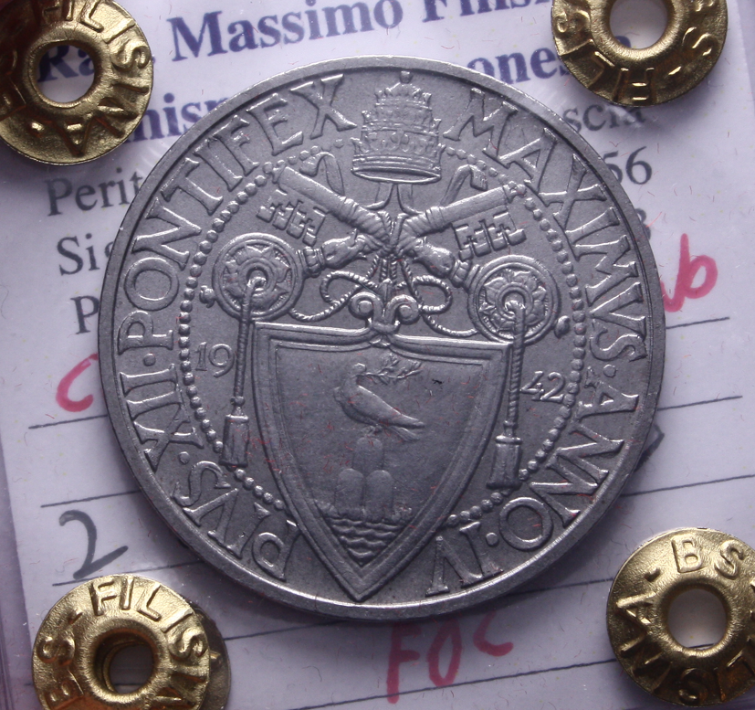 NL* CITTA' DEL VATICANO PIO XII 2 LIRE 1942 IV FDC Perizia Filisina Massimo * 2