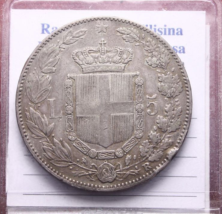 NL* UMBERTO I RE D'ITALIA Scudo da 5 LIRE ARGENTO 1879 ROMA Superba patina